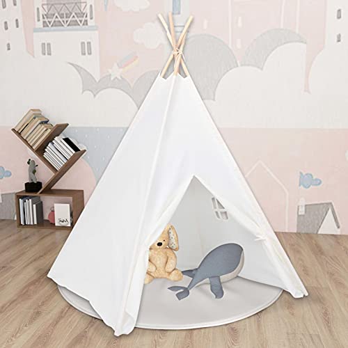 Homgoday Mobili Zelt Tipi Kinder Tasche weiß Mikrofaser Streifen 120 x 120 x 150 cm, Gartenmöbel für den Außenbereich von Homgoday