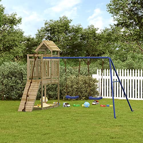 Homgoday Outdoor-Spielset aus imprägniertem Kiefernholz, Outdoor-Spiel für Kinder, Haus auf Stelzen, Waldhaus, Gartenspiele G3 von Homgoday