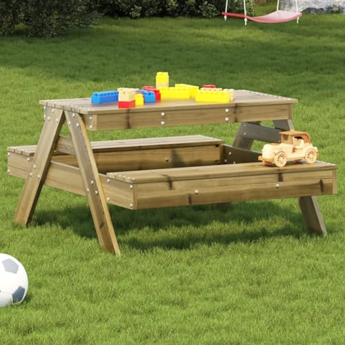 Homgoday Picknicktisch für Kinder, 88 x 97 x 52 cm, imprägniertes Kiefernholz, Gartentisch, Esstisch, Küchentisch, Gartentisch von Homgoday