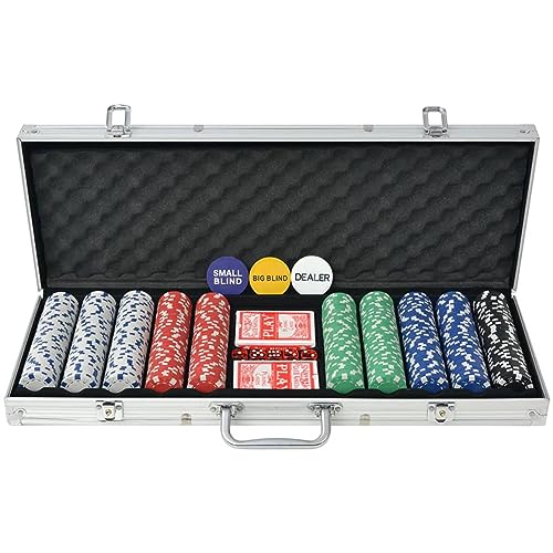 Homgoday Poker Set mit 500 Chips Aluminium, Möbel für Haus Innen Außen Wohnzimmer Schlafzimmer B von Homgoday