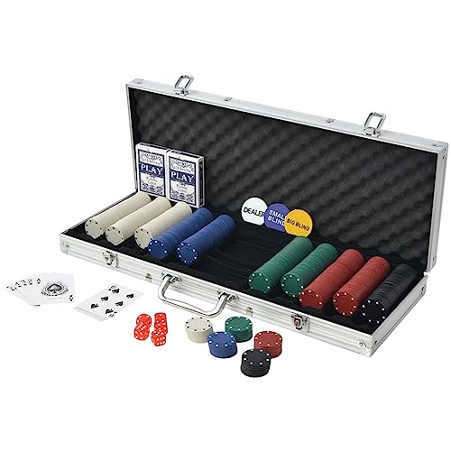 Homgoday Poker Set mit 500 Chips Aluminium, Möbel für Haus Innen Außen Wohnzimmer Schlafzimmer C von Homgoday