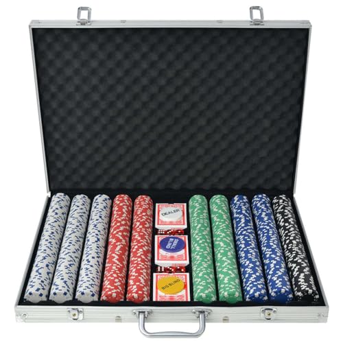 Homgoday Pokerset mit 1000 Aluminiumchips, Möbel für Haus Innen Außen Wohnzimmer Schlafzimmer z von Homgoday