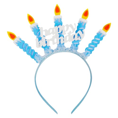 Geburtstag Stirnband Geburtstag Tiara Alles Gute zum Geburtstag Kerze Stirnband Alphabet Kreative Party Tiara, Geburtstag Haarreifen für Frauen Mädchen, Geburtstagsfeier Dekorationen (Blau) von Homiladi