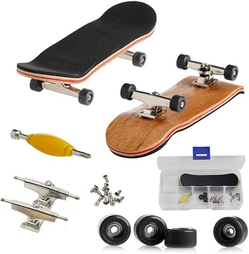 Hominas Mini-Griffbrett, Finger Skateboard Ahorn Holz Fingerboard Spielzeug Professionelle Fingers Skate mit Box für Interaktives Kinder, Schwarz von Hominas