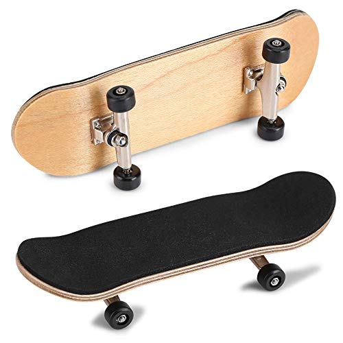 Hominas Finger Skateboard, Mini Griffbrett Fingerskateboards Ahorn Holz + Legierung Komplettes Holzahorn Deck Set mit Box Interaktives Spiel Kindergeschenke (Schwarz) von Hominas