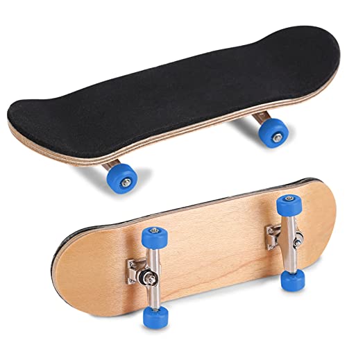 Hominas Mini-Finger-Skateboard, Griffbrett aus Ahornholzlegierung, Legierung, Vollahornholzbrücke mit Box, Reduziert den Druck für Kinder (Dunkelblau) von Hominas