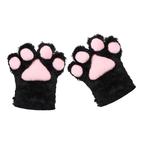 Homoyoyo 1 Paar Bärenklauenhandschuhe Katze Fäustlinge Abs winterhandschuhe kuschelhandschuhe Haustier Cosplay Katzenpfotenhandschuhe Plüschhandschuhe mit Katzenpfoten Black von Homoyoyo