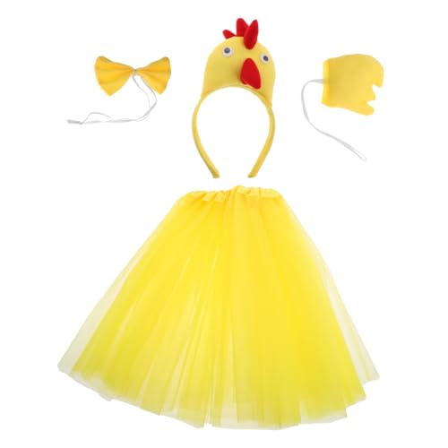 Homoyoyo 1 Satz Hahn-Anziehset Cosplay-Outfit -Tier-Kostüm Hühnchen-Tutu-Rock Tutu-Kostümzubehör Huhn-Tier-Stirnband verkleiden sich Tutu-Kleid für Mädchen Kostüm für Huhn Tuch Yellow von Homoyoyo