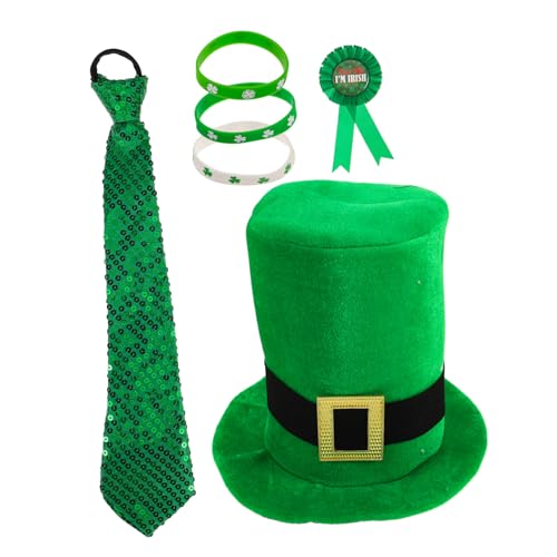 Homoyoyo 1 Satz Urlaubsset Festliche Outfits st patricks day kostüme für damen irische Kostüme irischer Zylinderaufdruck Lustiger St. Patricks Day Hut St Patrick Kostüm Plastik Green von Homoyoyo