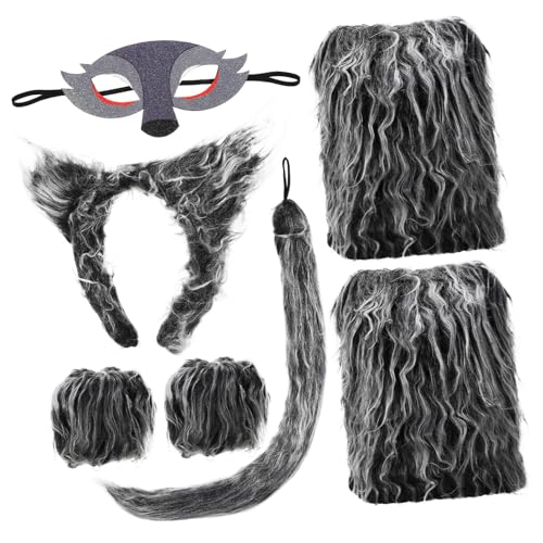 Homoyoyo 1 Satz Wolfsohren gesetzt Bausatz Werwolf pelzige Pfoten Fuchs Tier Cosplay Zubehör Set Cosplay Zubehör dekorative Handschuhe Wolf-Kostüm-Accessoire Wolfskostüm Garn von Homoyoyo