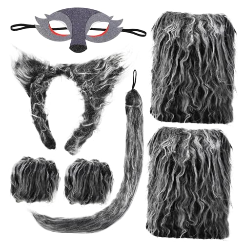 Homoyoyo 1 Satz Wolfsohren gesetzt Fuchsohren Kostüm Lamm Werwolf Kostümsets Bausätze Tier Cosplay Zubehör Set Cosplay Zubehör Cosplay- Wolfskostüm dekorative Handschuhe Garn von Homoyoyo