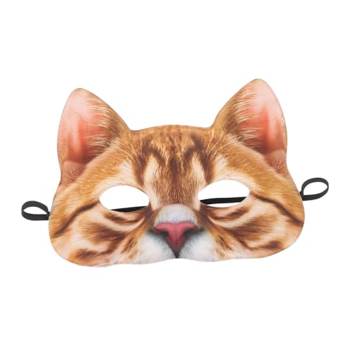 Homoyoyo 1 Stück Kostüm Maskerade Katze Gesichtsmaske halbe Katze Katzenmaske mit halben Augen Katzenmasken halloween masken halloweenmaske Halloween-Maske lustige Katzenmaske Orange von Homoyoyo