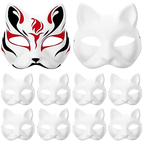 Homoyoyo 10 Stück Katzenmaske Therian-Masken DIY Unbemalt Maskerade Katzenmaskenpapier Für Maskerade Halloween Cosplay Masken Kostüm Partygeschenke von Homoyoyo