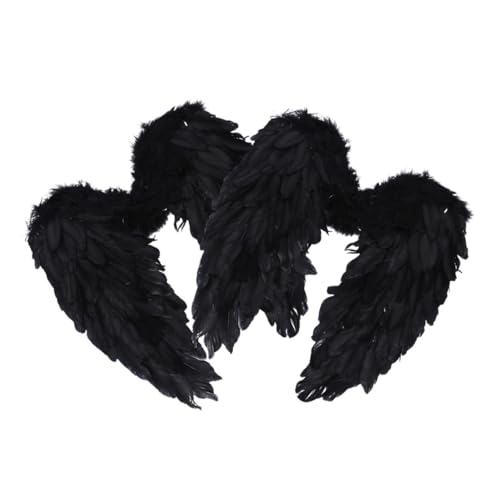 Homoyoyo 2 Pcs Halloween-engelkostüm Dunkle Feenflügel Fledermausflügel Led-flügel Flügel u Feenflügel Für Erwachsene Engelskostüm Für Schwan Flügel Kostüm Vierter Flügel Black Feder von Homoyoyo