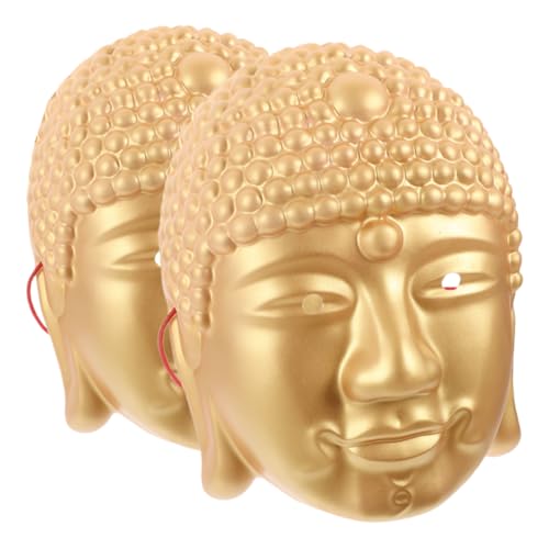 Homoyoyo 2 Stück Buddha-kopfmaske Buddhistisches Zubehör Maskerademaske Japanische Cosplay-maske Halloween-maske Buddha-kopfmaske Halloween-buddha-kostüm Cosplay-maske Golden Pvc von Homoyoyo