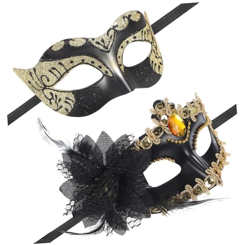 Homoyoyo 2 Stück Maske Quaste Kostüm Funkeln Mardi Gras Mask Männer Maskieren Party Plastik von Homoyoyo