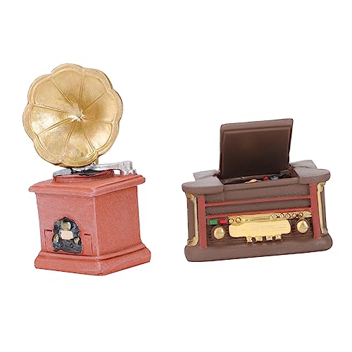 Homoyoyo 2er Set Miniatur Phonographen - Retro Dekoration Für Puppenhaus - Garten Und Mikrolandschaften Perfekte Haushaltsgeräte Modelle Für Kreative Miniaturprojekte Und von Homoyoyo