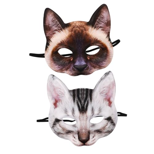 Homoyoyo 2st Halloween-katzenmaske Katze Fuchs Maske Masken Tierische Maske Papier Katze Neuheit Katzenmaske Katzenfrauenmaske Tanzparty-maske Maskerade Katzenmaske Lustige Katze Wolf Stoff von Homoyoyo