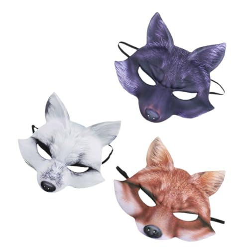 Homoyoyo 3St Halloween-Fuchsmaske Fuchs Tier Halloween -Kostüm -Requisiten Maske mit Wolfsohren halloween costume halloween kleidung Festival-Cosplay-Maske Neuartige Halloween-Maske Eva von Homoyoyo