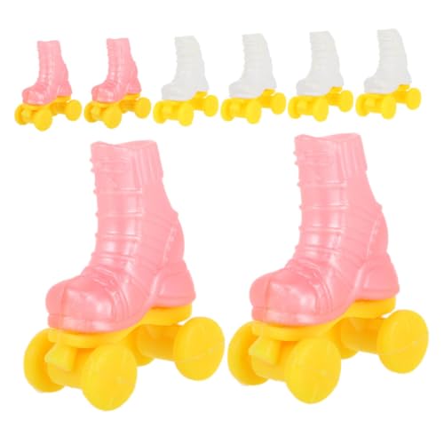 Homoyoyo 4 Paar Miniatur Rollschuhe Für Puppen - Nette Bastelpuppen Skates Aus Robustem Kunststoff - Perfekte Puppenschuhe Für Kreative DIY Projekte Und Rollenspiel Spaß von Homoyoyo