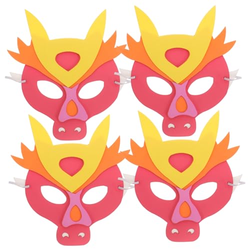 Homoyoyo 4 Stück Kindermaske zum Jahr des Drachen Drachenkostüm Drache für kindermasken fasching Drachenmaske Tiermaske für Cosplay Drachenmaske für Cosplay Eva rot von Homoyoyo