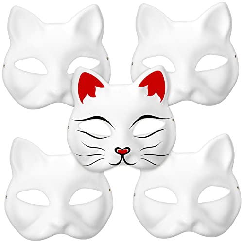 Homoyoyo 5 Stk katze gesichtsmaske katzenmaske halloween masken halloween masks faschingsmasken unbemalte Papiermasken Oper Maskerade Maske de Kat Cosplay-Partymaske Katzen-Maskerade-Maske von Homoyoyo