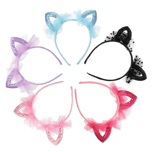Homoyoyo 5 Stück Haarreif mit Glitzernden Katzenohren aus Spitze und Pailletten Komfortabel Langlebig Passend für Mädchen für Kostüm Party und Bühnenauftritte Zufällige Zufällige Farbe Homoyoyo 5 Stück Haarreif mit Glitzernden Katzenohren aus Spitze und Pailletten Komfortabel Langlebig Passend für Mädchen für Kostüm Party und Bühnenauftritte Zufällige Zufällige Farbe von Homoyoyo