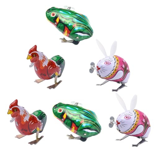 Homoyoyo 6er Set Blechspielzeug Aufziehspielzeug - Tierfiguren Frosch - Hahn Und Kaninchen Mit Wind Up Mechanismus Ideales Für Babys Zu Ostern Und Geburtstagen von Homoyoyo