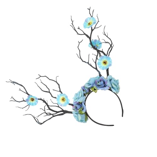 Homoyoyo Blauer Rosen haarreif mit Hirschgeweih und Blumen Originelles Festival party kopfschmuck accessoire für Erwachsene Einzigartiges Kostüm headband für Karneval und Bühnenauftritte Homoyoyo Blauer Rosen haarreif mit Hirschgeweih und Blumen Originelles Festival party kopfschmuck accessoire für Erwachsene Einzigartiges Kostüm headband für Karneval und Bühnenauftritte von Homoyoyo