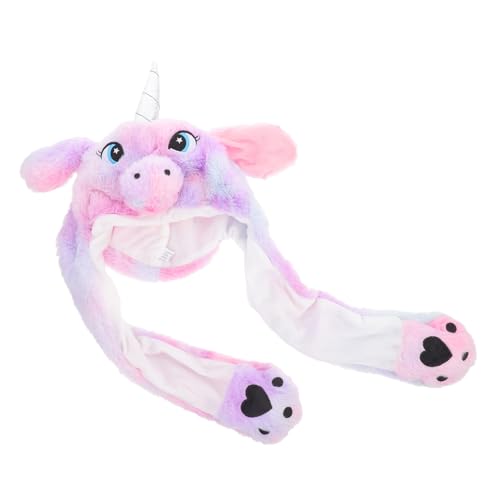 Homoyoyo Einhorn-Kopfbedeckung Mütze mit Hasenohren Fuchsohren Visier flauschiger Fischerhut Kappe Plüschtier Hut Cosplay Tiermütze Kuscheliger Hut lustiger Hasenhut Cosplay-Kaninchenhut von Homoyoyo