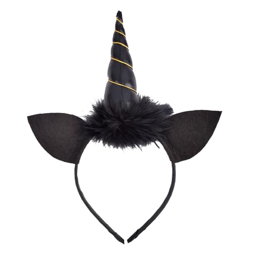 Homoyoyo Einhorn Stirnband Katzenohren Einhorn Haarreifen Kopfbedeckungen Schwarz Einhorn Horn Haarschmuck für Ostern Einhorn Cosplay Maskerade Party Kostüm Foto Requisite von Homoyoyo