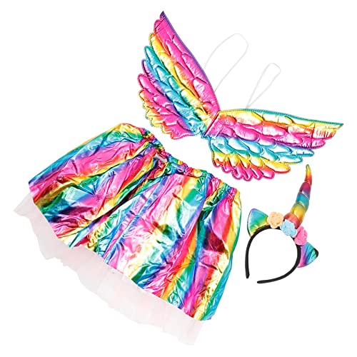 Homoyoyo Einhorn Stirnband Mit Flügeln Und Tüll - Regenbogenfarben - Glänzendes Fee Kostümzubehör Für Mädchen – Perfektes Outfit Für Partys Karneval Und Kostümfeste von Homoyoyo