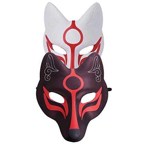 Homoyoyo Fox Japanische Kabuki- Kitsune- Masken für Männer Frauen Halloween Maskerade Dress Up Cosplay Kostüm Requisite von Homoyoyo