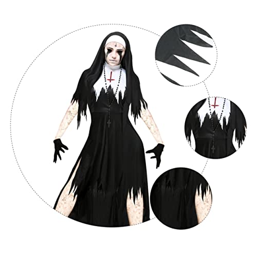 Homoyoyo Gruseliges Nonnen Kostüm Für Damen - Halloween Outfit Mit Schleier Und Robe - Ideal Für Fasching Karneval Und Cosplay Größe S Für Ein Schauriges Erscheinungsbild von Homoyoyo