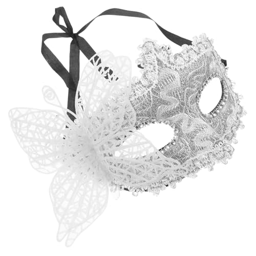 Homoyoyo Halbgesichtsmaske Schmetterling Masken Für Maskerade Verkleiden Paare Maskerade Masken Maskerade Mit Stock Halloween- Schmetterling Kostüm Frauen Maskerademaske Silver Spitze von Homoyoyo