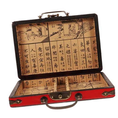 Homoyoyo Hochwertige Mahjong-Box Aus Holz in Rot – Stilvolle Geschenkbox Und Praktischer Behälter Für Mahjong-Spielutensilien Ideal Für Koffer Und Als Präsent Geeignet von Homoyoyo