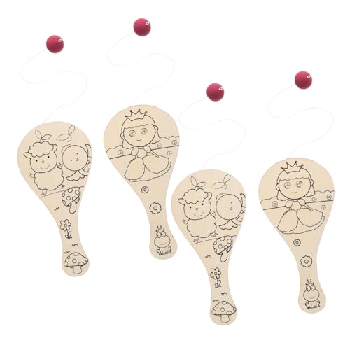 Homoyoyo Holz Paddel Bälle Set Von 4 – Handwerk Kit Für Paddleball - Ideal Für Partys - Klassenzimmer Und Familienaktivitäten – Spaß Und Bewegung Für Groß Und Klein von Homoyoyo