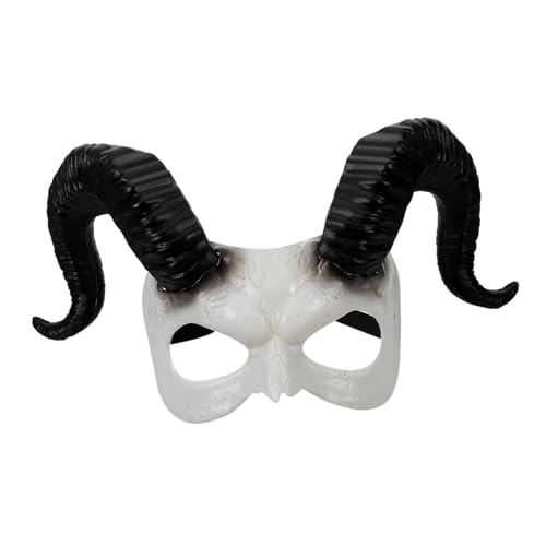 Homoyoyo Hornmaske Mardi Gras Mask Horror Böse Ziegenmaske Pelzige Maske Halloween Geführt Tier-cosplay-maske Kostüm Maske Maskerade Tierische Halbmaske Maskerade Masken Ziegenmaske Plastik von Homoyoyo