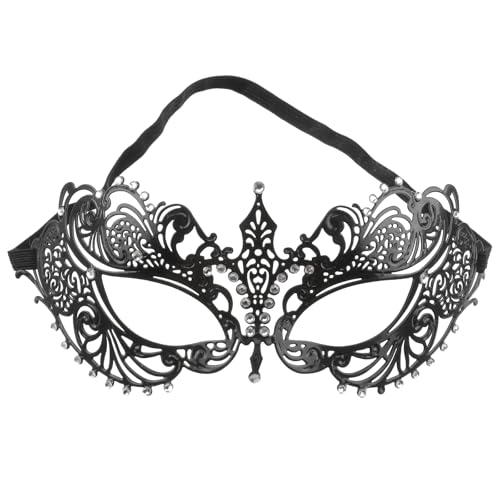 Homoyoyo Masquerade Masken Damen Damen Kristall Strass Dekor Luxus Lace Eyemask Prom Metal Venetian Masquerade Ball für Halloween Kostümparty Cosplay von Homoyoyo