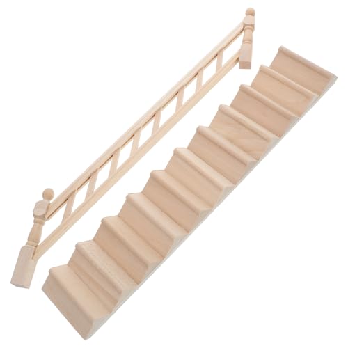 Homoyoyo Miniatur-Holztreppen Mini-Handlauf DIY Unbemalte Treppe Modelldekoration Puppenhausmöbel Zubehör Für Puppenhaus Rollenspielset von Homoyoyo