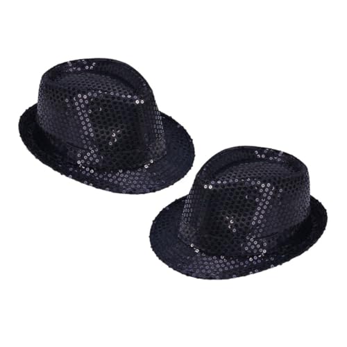 Homoyoyo Pailletten Hut Schwarz – Stylischer Fedora-Hut Mit Funkelnden Pailletten Für Männer Und Frauen - Ideal Für Mardi Gras Cosplay Und Partys – 2er Pack Für Unvergessliche Auftritte von Homoyoyo