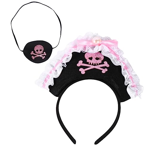 Homoyoyo Piraten Kopfschmuck Set Mit Hut Und Augenklappe - Stilvolles Piraten Zubehör Für Halloween - Cosplay Und Themenpartys Für Erwachsene Und 2 Teiliges Set von Homoyoyo