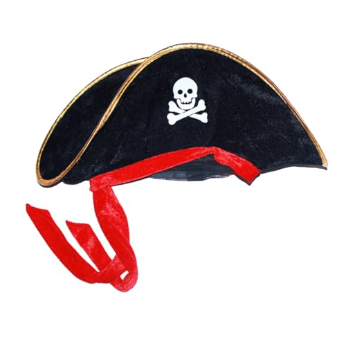 Homoyoyo Piratenhut -Muster Mit Goldenem Besatz Kapitänszubehör Für Kostümparty Halloween Festival Rollenspiel Gefallen Lustige Maskerade Cosplay Verstellbar von Homoyoyo