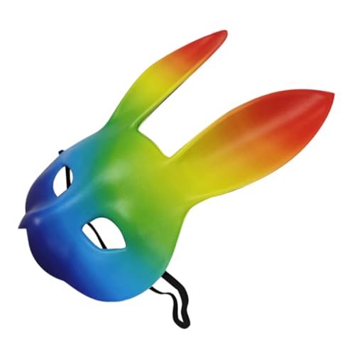 Homoyoyo Regenbogen Kaninchenmaske aus PU Bunte Tiermaske für Halloween Karneval Maskerade Cosplay Frauen Vielseitig Einsetzbar für Kostümpartys und Festivale Homoyoyo Regenbogen Kaninchenmaske aus PU Bunte Tiermaske für Halloween Karneval Maskerade Cosplay Frauen Vielseitig Einsetzbar für Kostümpartys und Festivale von Homoyoyo