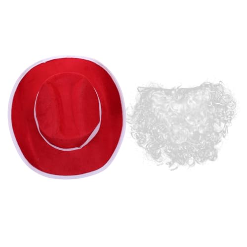 Homoyoyo Santa Cosplay Teilig Verstellbare Rote Cowboy und Jazz Hüte mit Langem Weißem Weihnachtsmann Kostüm Zubehör für Erwachsene Weihnachtsfeier und Party Homoyoyo Santa Cosplay Teilig Verstellbare Rote Cowboy und Jazz Hüte mit Langem Weißem Weihnachtsmann Kostüm Zubehör für Erwachsene Weihnachtsfeier und Party von Homoyoyo