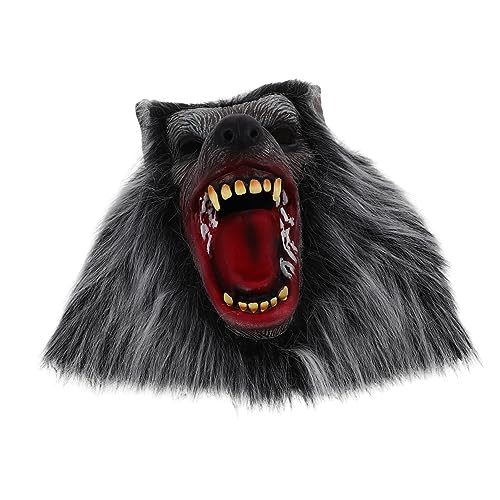 Homoyoyo Wolf-kapuzenmaske Menschlich Gruseliges Cosplay Werwolf Maske Horror Gesichts- Unheimlich Wolfsmaske Halloween Gruselig Schlag Skelett Wolfskopfmaske Sprühen Emulsion von Homoyoyo