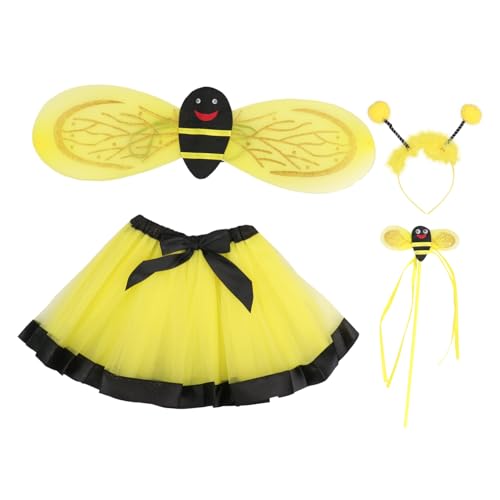 Homoyoyo Zartes Bienenkostüm Für Teiliges Mit Netzrock Und Flügeln Für Fasching Karneval Und Kostümpartys Cosplay Outfit Gelb von Homoyoyo