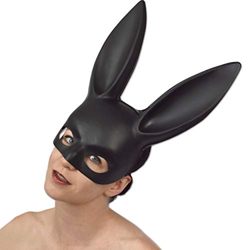 Sexy Bunny Halbmaske mit langen Ohren für Fasching - Hasenohren Karnevals Maske - Augenmaske aus Hartplastik - Halloween Silvester Party Kopfbedeckung von Honeylust