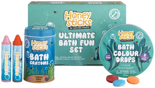 Honeysticks Ultimatives Badespaß-Set -ungiftige Kinder Badestifte und Badetabletten für stundenlangen kreativen Badespaß, natürliche,lebensmittelechte Inhaltsstoffe, Badespielzeug Geschenk für Kinder von Honeysticks