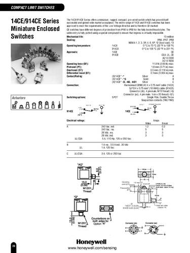 Honeywell SPS 914CE1-6G Schnappschalter 1St. von Honeywell SPS